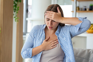 Breathing, respiratory problem, asthma attack, pressure, chest pain, sun stroke, dizziness concept....