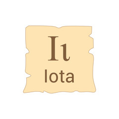 Iota symbol icon with name. greek alphabet letter