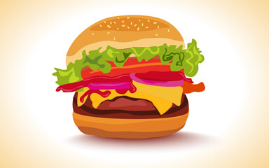 burger fast food vector illustration art drawing design elements