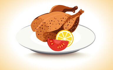 grilled chicken vector illustration art drawing design elements