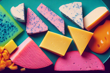 Collection of colorful cheeses