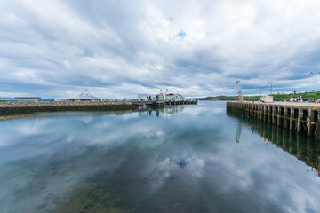 Fototapeta premium View of harbour in Stornoway, Isle of Lewis, Scotland.