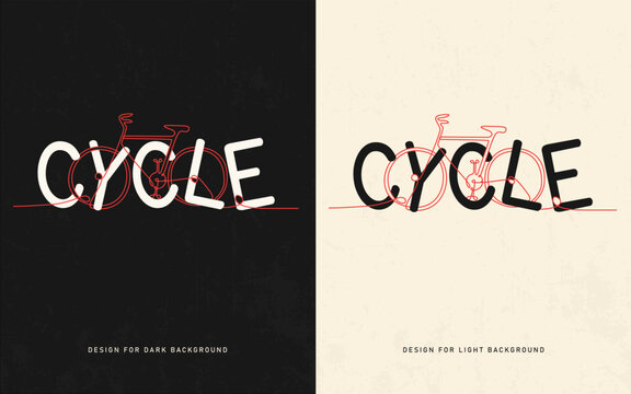 Cycle typography line art cycling t shirt vector template