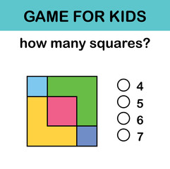 How many squares? Math game for kids