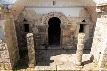 Boveda de Mera, Spain. The Roman Temple of Santalla or Santa Eulalia, dedicated to goddess Cybele. Horseshoe arch