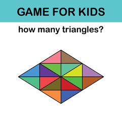 How many triangles? Math game for kids. Mathematics resources for teachers and students.