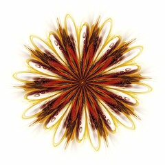 Symmetrical fractal flower, red digital artwork for creative graphic