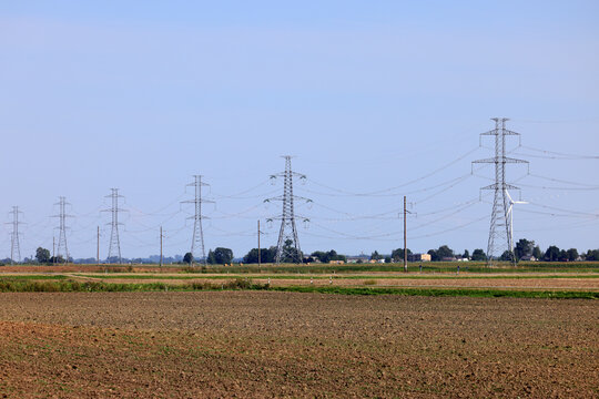 Power lines in the field