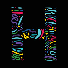Letter H vector typo illustration