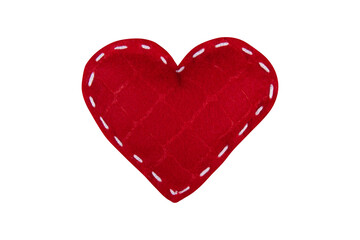 Red heart made of felt