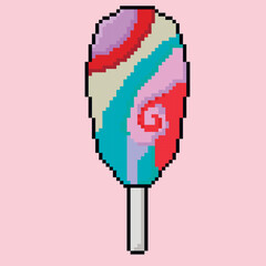 Vector illustration of ice cream in pixel art