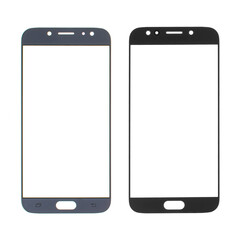 touchscreen glass for phone, spare part for phone, view from two sides on white background