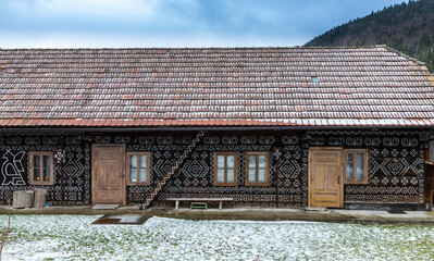 Painted folk house, UNESCO village Cicmany in Slovakia