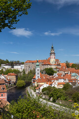 View of the town and castle of Czech Krumlov, Southern Bohemia, Czech Republic