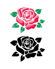 Rose vectors. colorful and monochrome style rose flower isolated on white background. high quality and fully editable stock. vector illustrtion