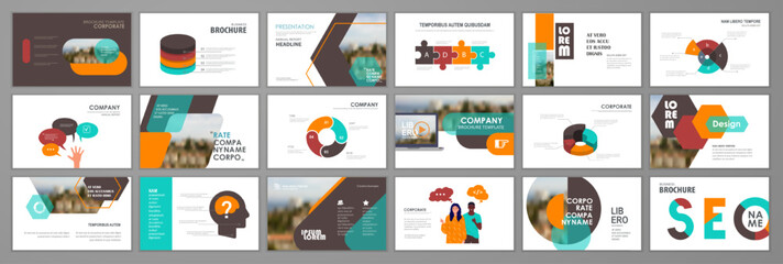 Modern presentation slide templates. Infographic elements template  set for web, print, annual report brochure, business flyer leaflet marketing and advertising template. Vector Illustration - obrazy, fototapety, plakaty