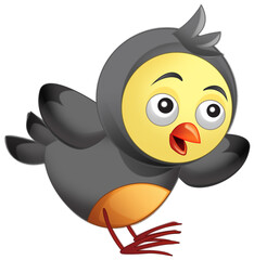 Cartoon funny farm ranch animal bird isolated illustration for children