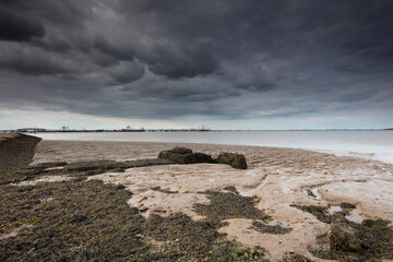Stallingborough, Lincolnshire, UK, June 20202, View of the Humber estuary at the approximate location of where the Pilgrims left for Holland