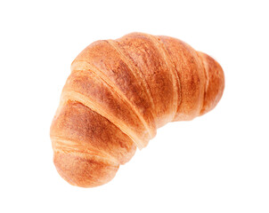 One french croissant isolated on white background