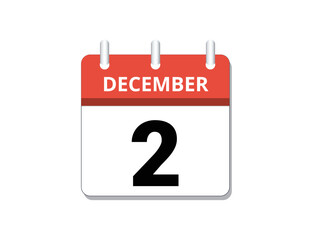 December, 2nd calendar icon vector
