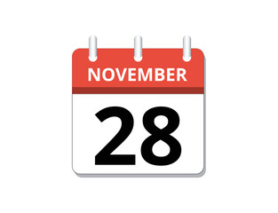 November, 28th calendar icon vector