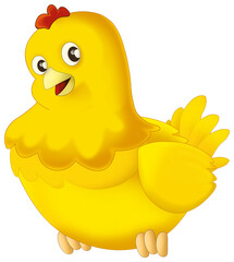 Cartoon happy farm ranch animal cheerful chicken isolated illustration for children