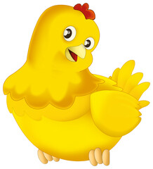 Cartoon happy farm ranch animal cheerful chicken isolated illustration for children