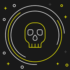 Line Skull icon isolated on black background. Happy Halloween party. Colorful outline concept. Vector
