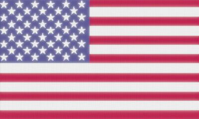 US flag shown on the LED screen. Glowing United States of America flag. Patriotism, country and nationality concept. 3D illustration