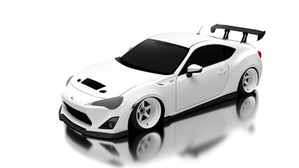 3d render super car with feflection white car and bacground speed