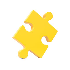 Single puzzle piece isolated on white background. 3d rendering illustration