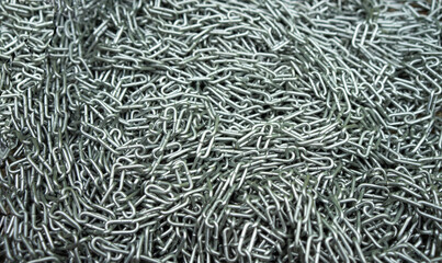 A lot of metal chain. Chain for fastening decorative materials. Accessories for the house. Chrome chain.
