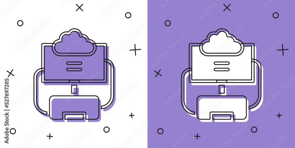 Poster set cloud database icon isolated on white and purple background. cloud computing concept. digital se