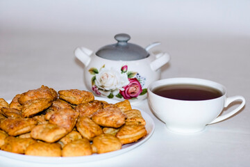 cottage cheese sweet cookies with sugar and black tea