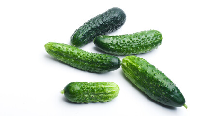 Ripe fresh green cucumber isolated on a white background