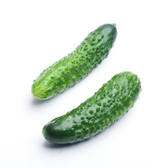 Ripe fresh green cucumber isolated on a white background