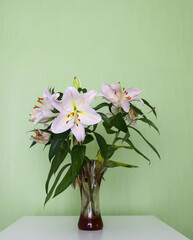 Bouquet of white lily flowers. 