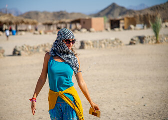 Mature women in desert