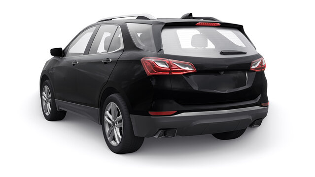 San Diego. USA. January 3, 2022. Chevrolet Equinox 2017. Black mid-size city SUV for a family on a white background. 3d rendering.