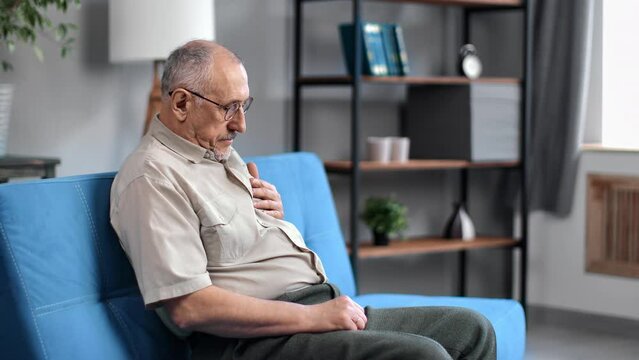 Unwell 70s old man with crest pain heart attack myocardial infarction at home chronic aging disease