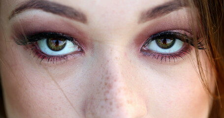Naklejka premium Pretty girl macro closeup closing eyes