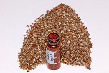 Sample bottle containing chia seeds