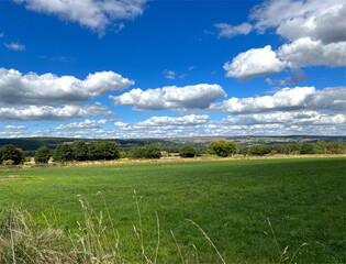 Rural landscape, looking over the fields near, Wilsden, Bradford, UK