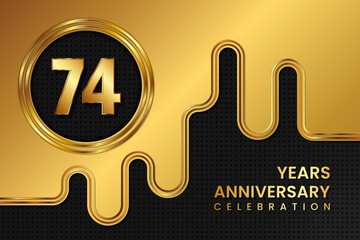 74 Year Anniversary celebration template design. Golden Anniversary, vector illustration.