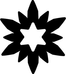 Obraz premium Snowflake, weather phenomenon sign - vector silhouette picture for logo or pictogram. Snowflake for sign or icon