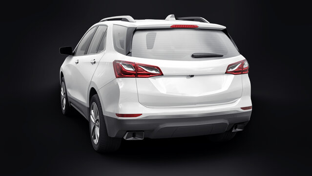 San Diego. USA. January 3, 2022. Chevrolet Equinox 2017. White mid-size city SUV for a family on a black background. 3d rendering.