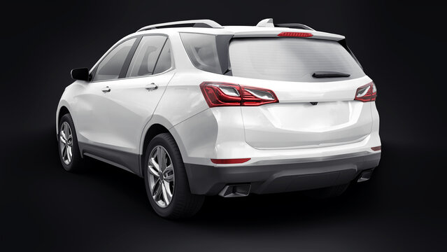 San Diego. USA. January 3, 2022. Chevrolet Equinox 2017. White mid-size city SUV for a family on a black background. 3d rendering.