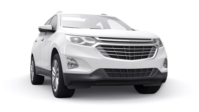 San Diego. USA. January 3, 2022. Chevrolet Equinox 2017. White mid-size city SUV for a family on a white background. 3d rendering.