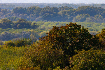 Fototapeta premium The hilly nature of Eastern Europe. Background with copy space for text, toned