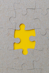 Puzzles without one element. Copy space for text. Vertical image.